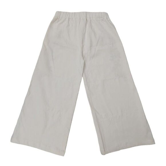 Umgee Wide Leg Crop Pants Womens Large White Floral Embroidered High Rise Cotton - Picture 7 of 10